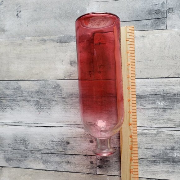 Ombre Red/Pink Glass Bottle Vase - Picture 4 of 4